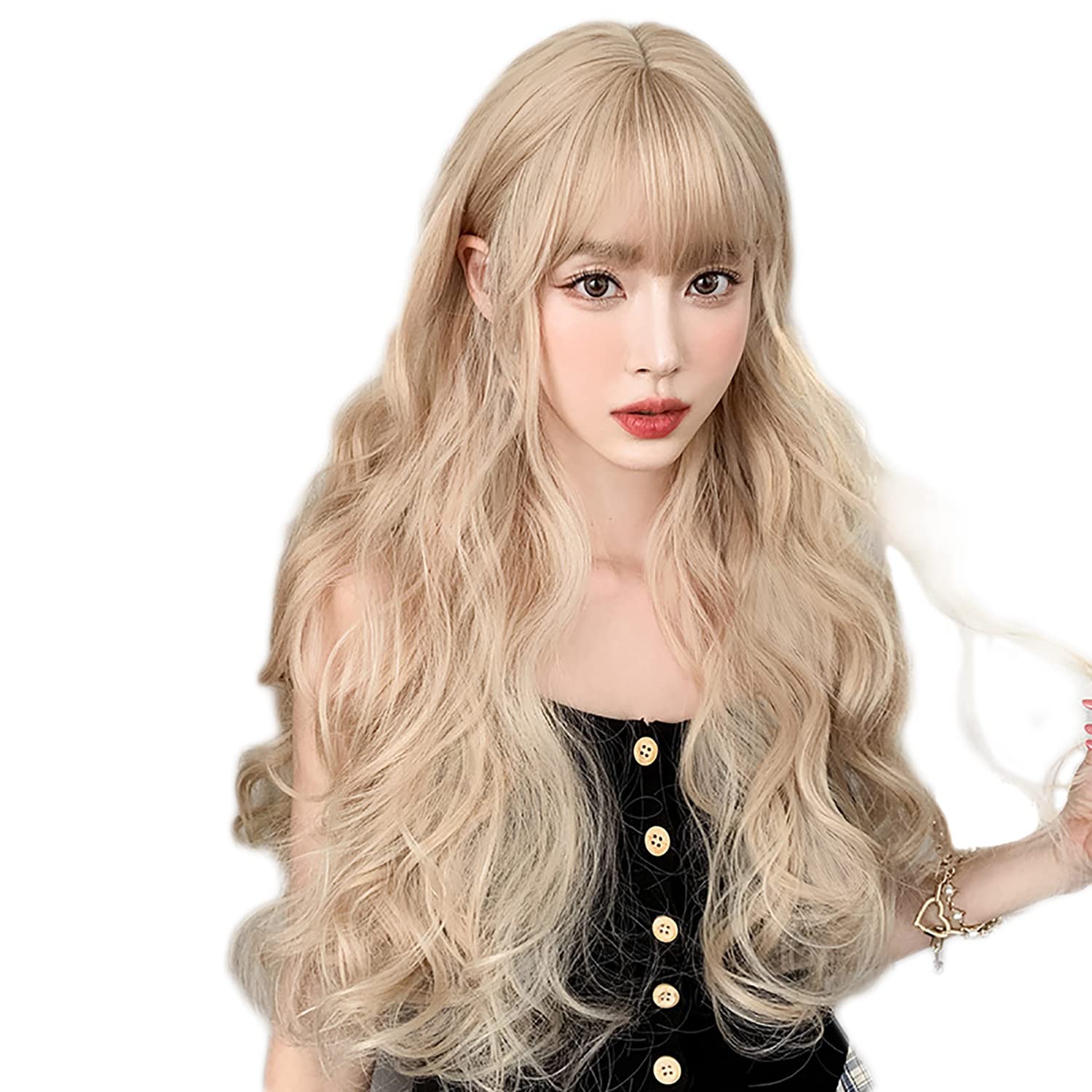 Длинный, волнистый, кудрявый, полный парик, блонд, выглядящий естественно, женский парик с прямой челкой, популярный, слим-эффект, термостойкий, с сеткой
Длинный, волнистый, кудрявый, полный парик, блонд, выглядящий естественно, женский парик с прямой челкой, популярный, слим-эффект, термостойкий, с сеткой