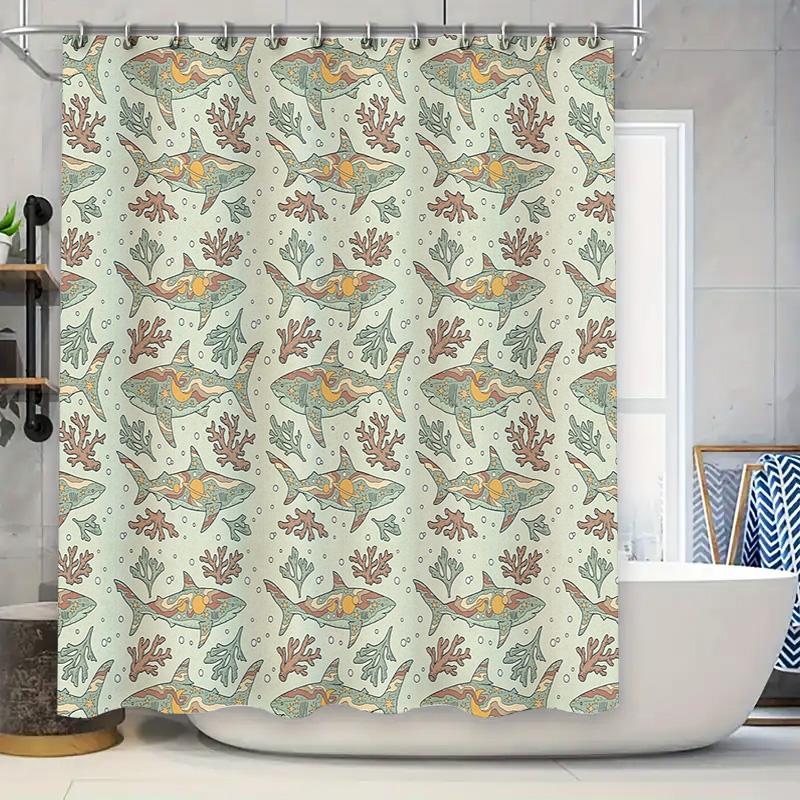 Ocean Shark Shower Curtain Sea Life Decor Bathroom Set Waterproof Teal Blue Vintage Nautical Beach Home Decoration W60H190(CM)-1 Pcs
Ocean Shark Shower Curtain Sea Life Decor Bathroom Set Waterproof Teal Blue Vintage Nautical Beach Home Decoration W60H190(CM)-1 Pcs