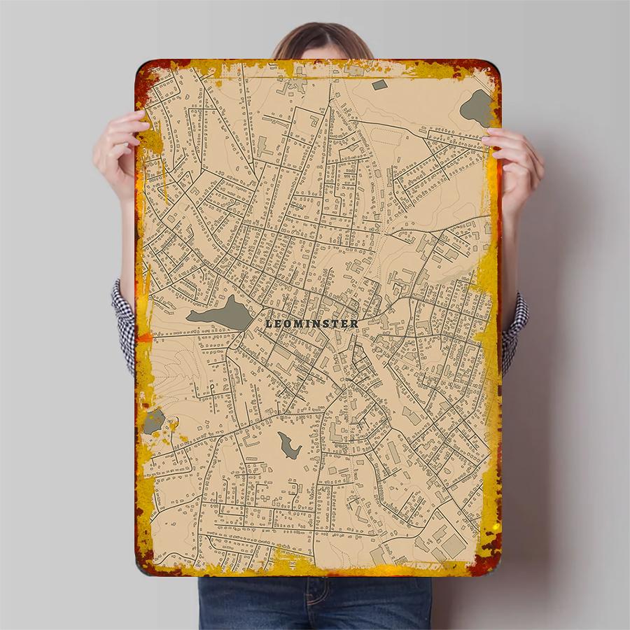 Leominster Vintage City Map Metal Wall Art Decorative Painting for Living Room Study Home Decoration 20x30cm(7.8x11.8inch)
Leominster Vintage City Map Metal Wall Art Decorative Painting for Living Room Study Home Decoration 20x30cm(7.8x11.8inch)