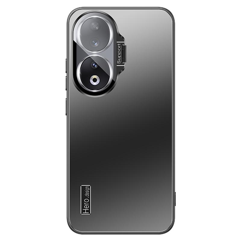 For Honor 90 Case Kickstand TPU+PC Drop-resistant Back Cover Black