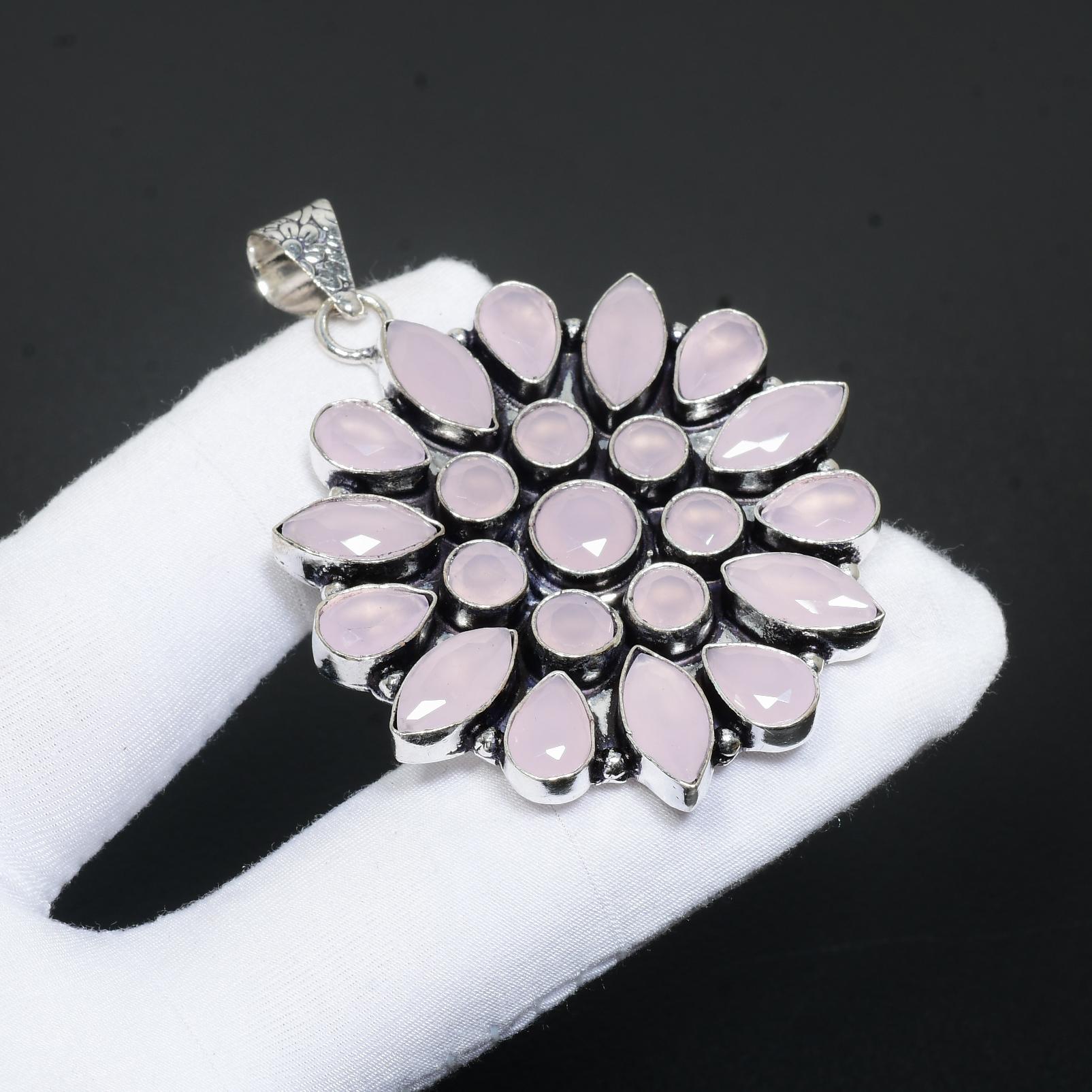 Драгоценный камень из черного шпинеля, подвеска из стерлингового серебра 925 пробы ручной работы, подвеска с цветочным дизайном из черной шпинели, ювелирные изделия из черной шпинели для подарков 2.17 розовый