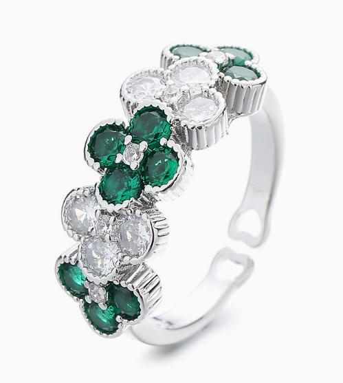 Adjustable Clover Shaped Ring with Round Cut Simulated Stones Sterling Silver Band Elegant Design for Women and Girls One Size
Adjustable Clover Shaped Ring with Round Cut Simulated Stones Sterling Silver Band Elegant Design for Women and Girls One Size