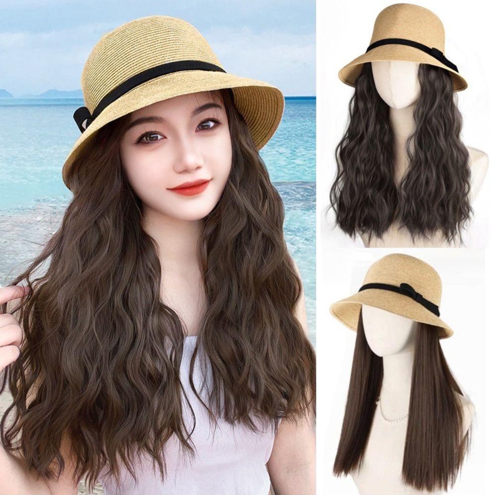 Sun Visor Bowknot Straw Hat Wig Bucket Hat Fisherman Hat Wig Sweet Sun Cap with Hair Travel Brown-Style 3
Sun Visor Bowknot Straw Hat Wig Bucket Hat Fisherman Hat Wig Sweet Sun Cap with Hair Travel Brown-Style 3