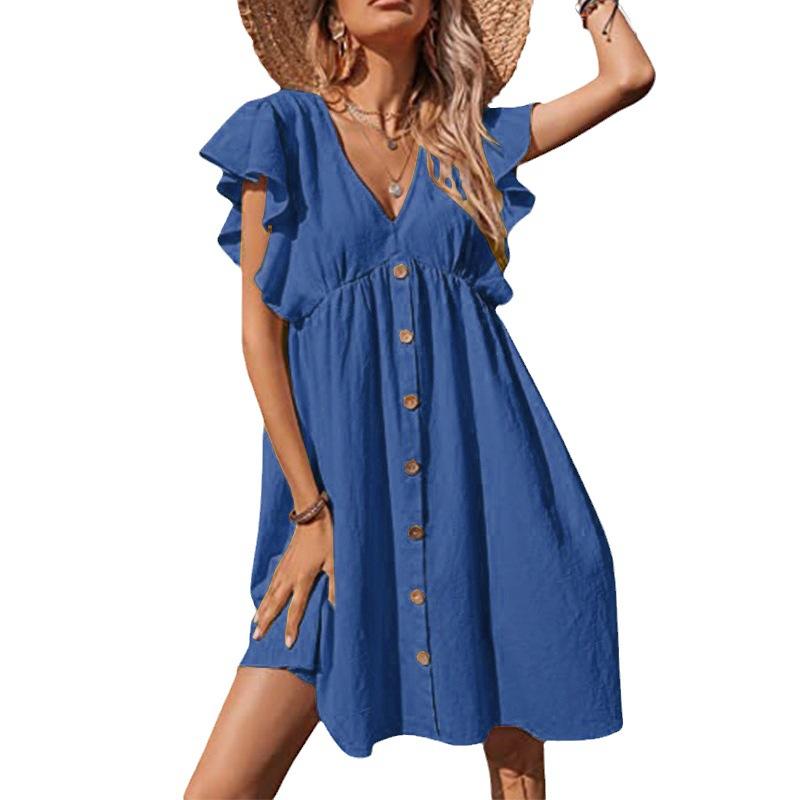 Casual Pleated Collar Button Large Size Dress Black Grey Mid-Length Women s Fashionable Dress Short Sleeve Empire Waist XS синій
Casual Pleated Collar Button Large Size Dress Black Grey Mid-Length Women s Fashionable Dress Short Sleeve Empire Waist XS синій