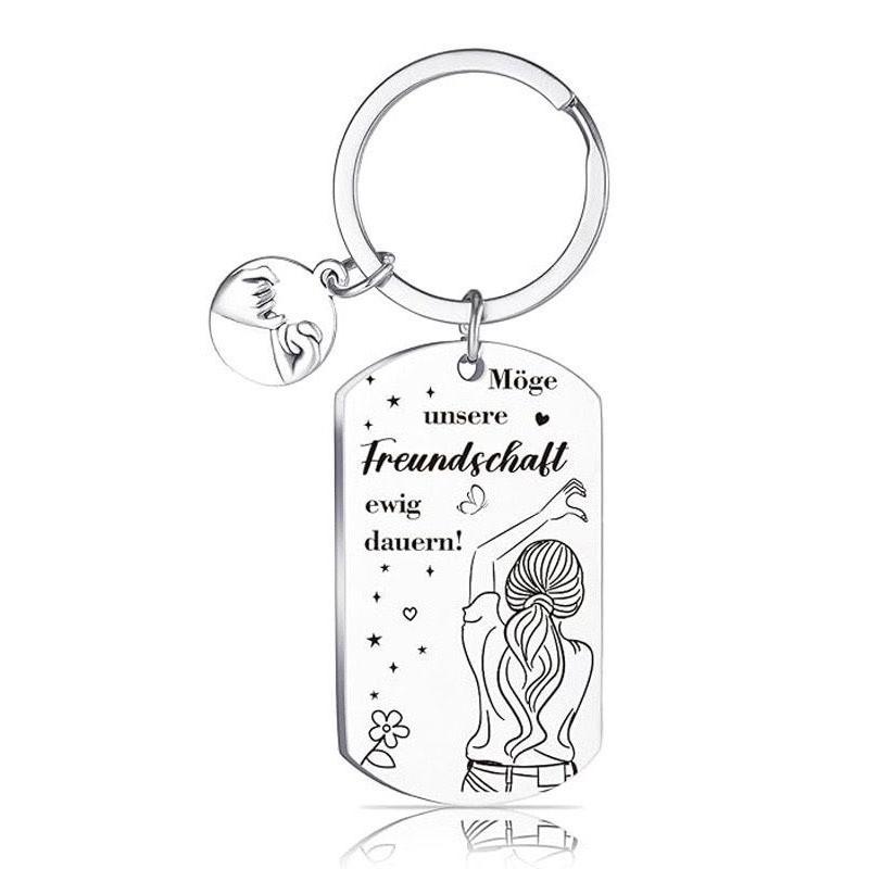 German Moge Unsere Freundschall Best Friend Sisters Friends Gift Stainless Steel Keychain Stainless Steel Keychain for Backpack Bag Pendant 2.8*5CM
German Moge Unsere Freundschall Best Friend Sisters Friends Gift Stainless Steel Keychain Stainless Steel Keychain for Backpack Bag Pendant 2.8*5CM