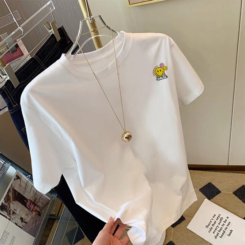 Высококлассная футболка с коротким рукавом в зарубежном стиле со смайликом, с дизайном женственности, свободная и универсальная, повседневная, персонализированный топ S
Высококлассная футболка с коротким рукавом в зарубежном стиле со смайликом, с дизайном женственности, свободная и универсальная, повседневная, персонализированный топ S