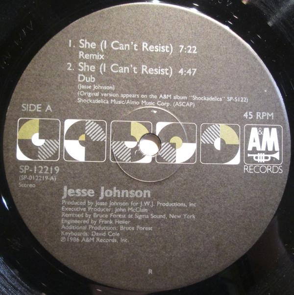 12inch Record JESSE JOHNSON - She (I Can t Resist) SP12219 A&M 1986 US Dance & Electronica Used
12inch Record JESSE JOHNSON - She (I Can t Resist) SP12219 A&M 1986 US Dance & Electronica Used