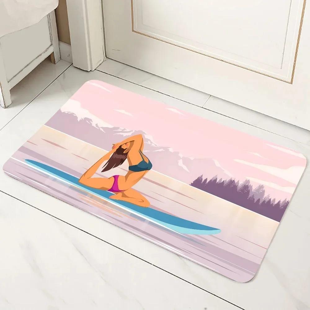 Summer Beach Door Mat with Surfing Girl and Tropical Scenery Colorful Cartoon Design Rug Protector for Home Bathroom and Bedroom 40x60cm
Summer Beach Door Mat with Surfing Girl and Tropical Scenery Colorful Cartoon Design Rug Protector for Home Bathroom and Bedroom 40x60cm
