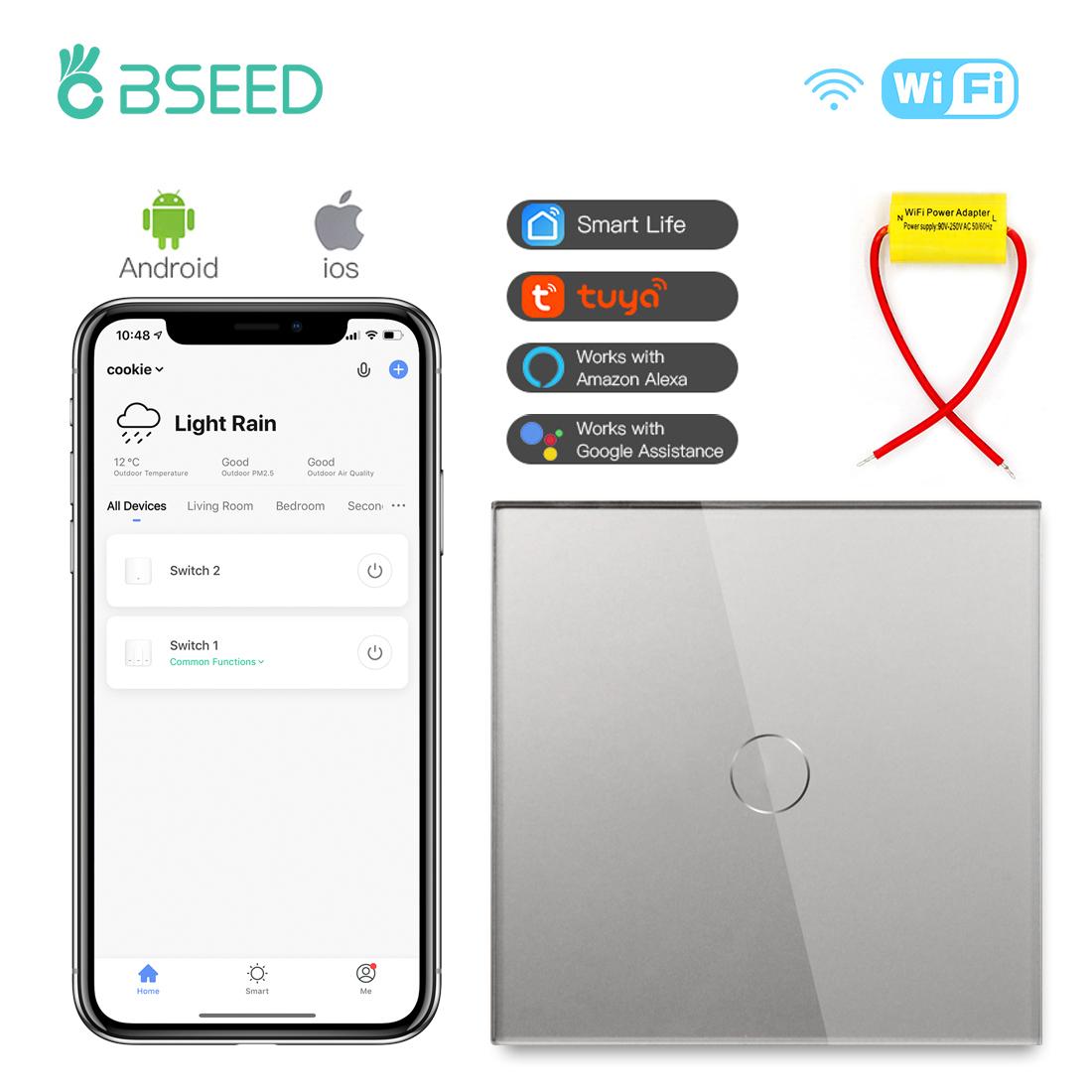 BSEED Single Live Wifi Touch Switch 1/2/3Gang Smart Glass Wall Switches Support Smart Life Google Alexa App Control No Neutral No Neutral Wire
BSEED Single Live Wifi Touch Switch 1/2/3Gang Smart Glass Wall Switches Support Smart Life Google Alexa App Control No Neutral No Neutral Wire