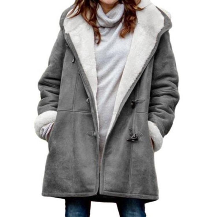 Women Winter Jacket Mid Length Coat Hooded Loose Plush Soft Thick Windproof Cold Resistant Long Sleeve Buttons Pockets Lady Fall Outerwear L серый
Women Winter Jacket Mid Length Coat Hooded Loose Plush Soft Thick Windproof Cold Resistant Long Sleeve Buttons Pockets Lady Fall Outerwear L серый
