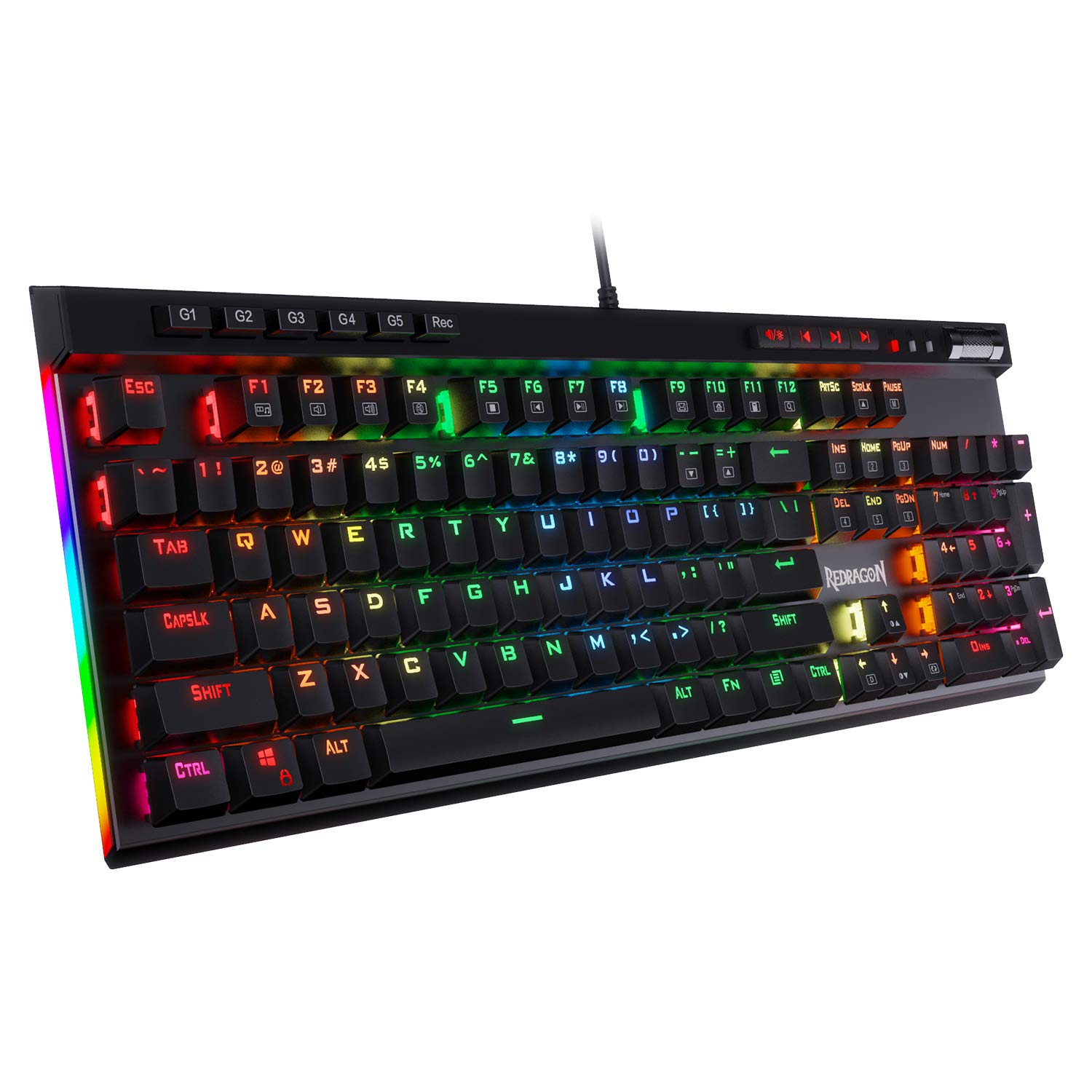 Механічна ігрова клавіатура Redragon K580 VATA RGB З макро-клавішами, виділеними гніздами для керування медіафайлами Вбудований запис макросів Синій перемикач зі світлодіодним підсвічуванням і
Механічна ігрова клавіатура Redragon K580 VATA RGB З макро-клавішами, виділеними гніздами для керування медіафайлами Вбудований запис макросів Синій перемикач зі світлодіодним підсвічуванням і