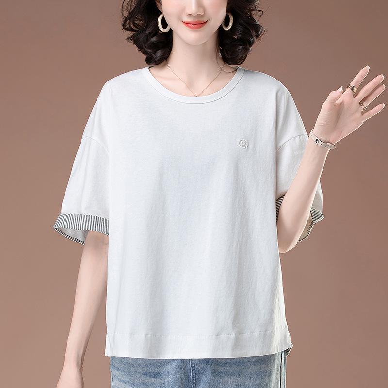 Women s Summer Plus Size Loose Fit All-Cotton Patchwork T-Shirt - Short Sleeve, Color Block, Middle-Aged Style XXXXL белый
Women s Summer Plus Size Loose Fit All-Cotton Patchwork T-Shirt - Short Sleeve, Color Block, Middle-Aged Style XXXXL белый