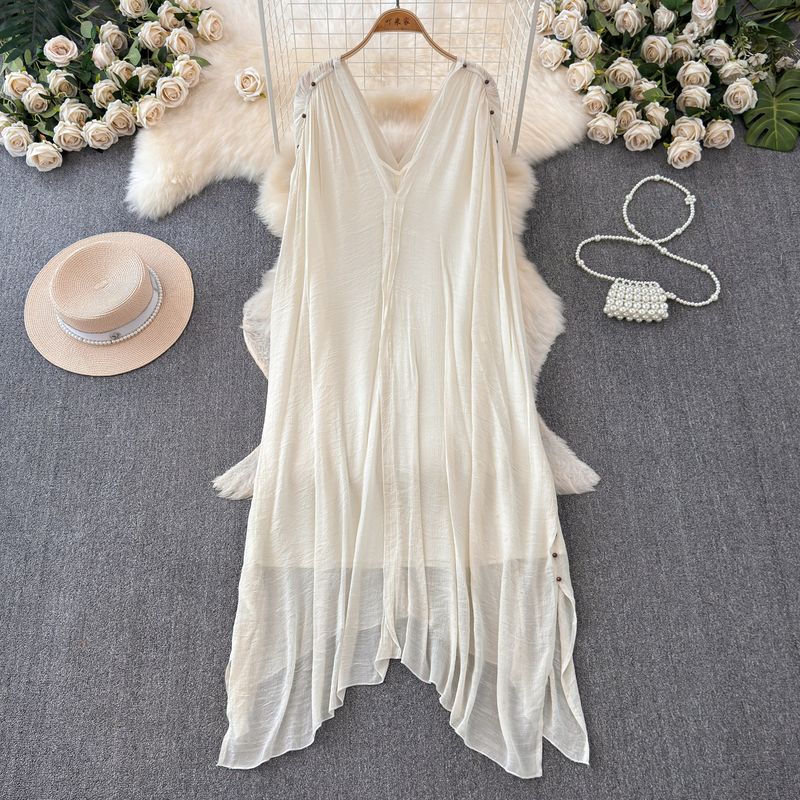 Travel Vacation Photography Beach Dress Female 2024 Summer Sexy Backless Halter Loose and Irregular Chiffon Dress White L
Travel Vacation Photography Beach Dress Female 2024 Summer Sexy Backless Halter Loose and Irregular Chiffon Dress White L