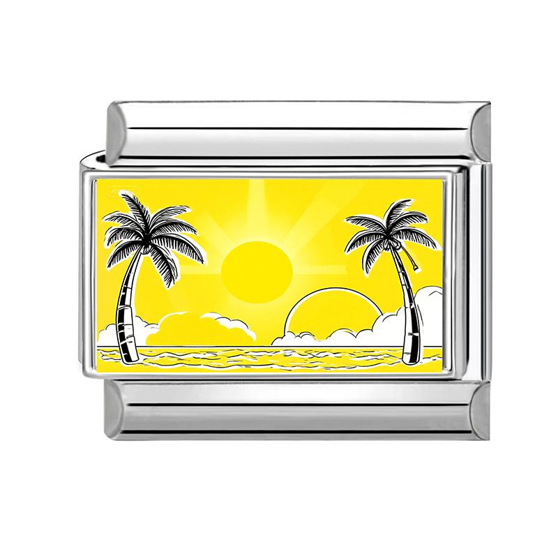 New Brilliant Sunrise Sunset Beach Coconut Trees Scenery Italian Charm Links Fit 9MM Stainless Steel Bracelet DIY Making Gift
New Brilliant Sunrise Sunset Beach Coconut Trees Scenery Italian Charm Links Fit 9MM Stainless Steel Bracelet DIY Making Gift