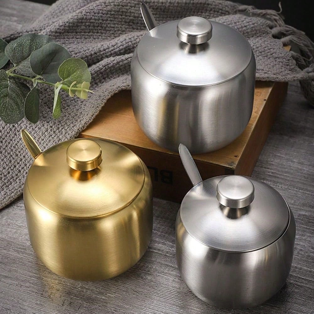 Stainless Steel Seasoning Jar Set with Spoon - Gold Kitchen Condiment Containers for Salt, Pepper, Sugar & Spices - Bbq & Restaurant Essentials 8.5cm срібний
Stainless Steel Seasoning Jar Set with Spoon - Gold Kitchen Condiment Containers for Salt, Pepper, Sugar & Spices - Bbq & Restaurant Essentials 8.5cm срібний