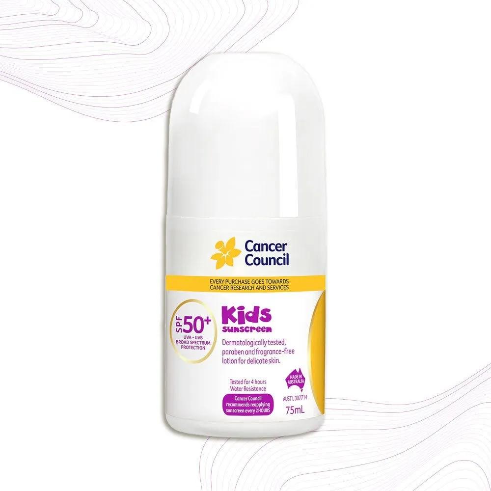 Children s Kids Sunscreen SPF50+ Roll-on Cancer Council 75ml
Children s Kids Sunscreen SPF50+ Roll-on Cancer Council 75ml