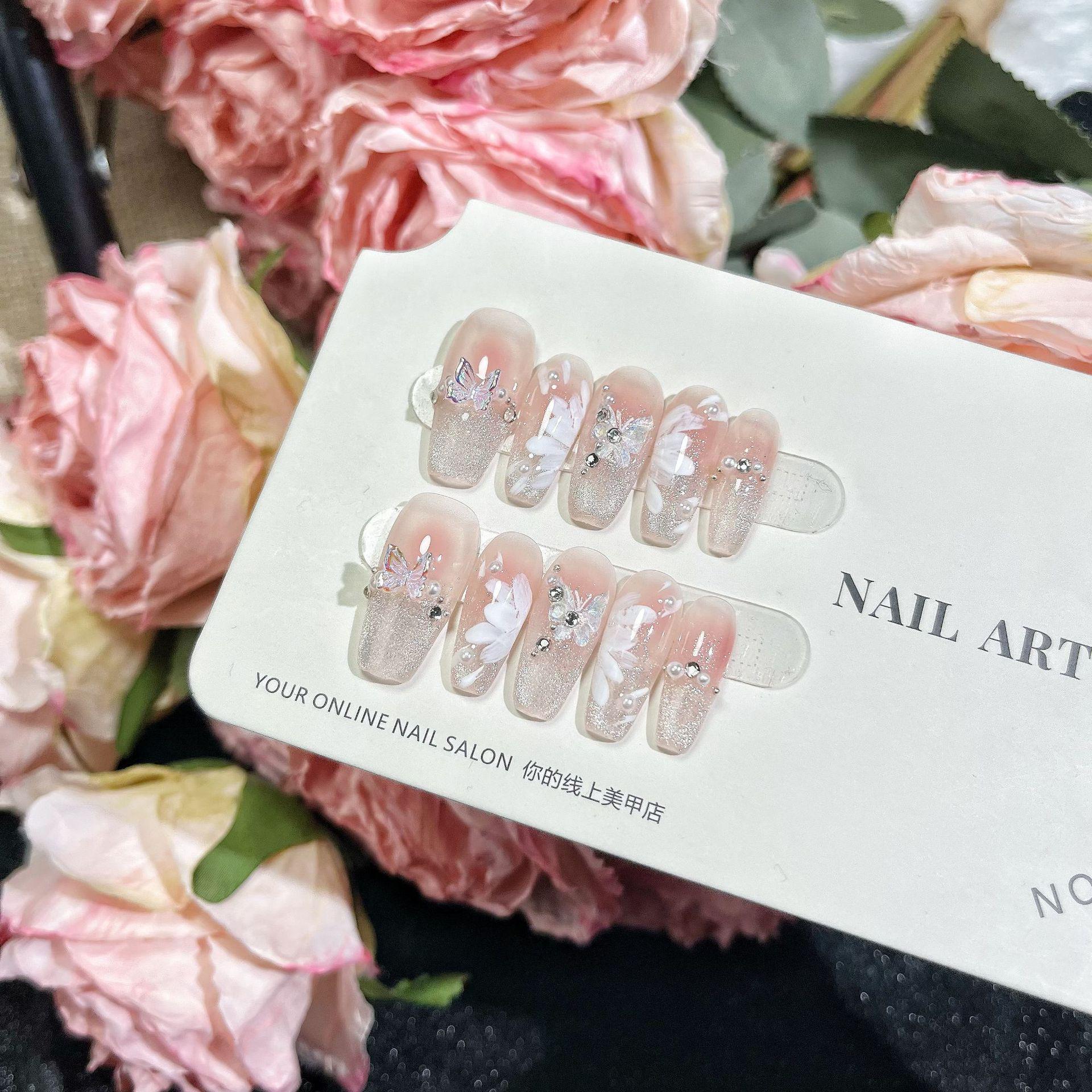 Handmade Wearable Nail Art: Ice Crystal Cat Eye Butterfly Manicure Medium
Handmade Wearable Nail Art: Ice Crystal Cat Eye Butterfly Manicure Medium