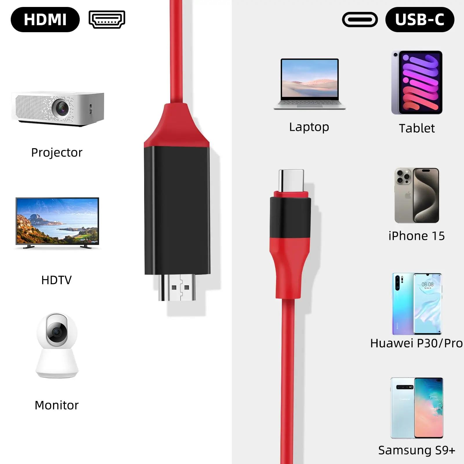 4K@30Hz Type C to HDMICable for iPhone 15 USB 3.1 Type-C to HDMI-Compatibl for Home Office For MacBook Pro/Air Mobile Phone iPad
4K@30Hz Type C to HDMICable for iPhone 15 USB 3.1 Type-C to HDMI-Compatibl for Home Office For MacBook Pro/Air Mobile Phone iPad