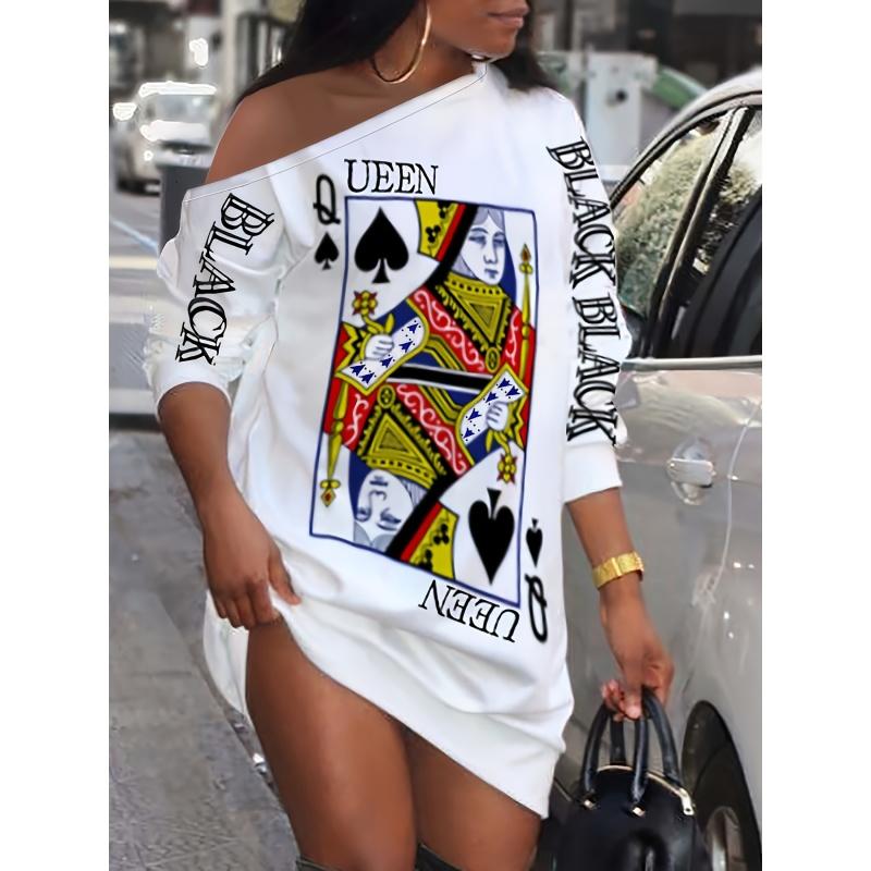 Сукня з косими плечима Queen Poker Print Dress, повсякденна сукня з довгим рукавом на осінь і весну, жіночий одяг XXL білий
Сукня з косими плечима Queen Poker Print Dress, повсякденна сукня з довгим рукавом на осінь і весну, жіночий одяг XXL білий