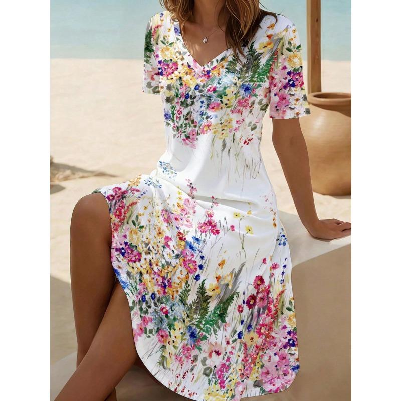 New Women s Clothing - Floral-printed Summer Lightweight Short-sleeved Dress for A Sweet and Cheerful Vacation Look 4XL білий
New Women s Clothing - Floral-printed Summer Lightweight Short-sleeved Dress for A Sweet and Cheerful Vacation Look 4XL білий