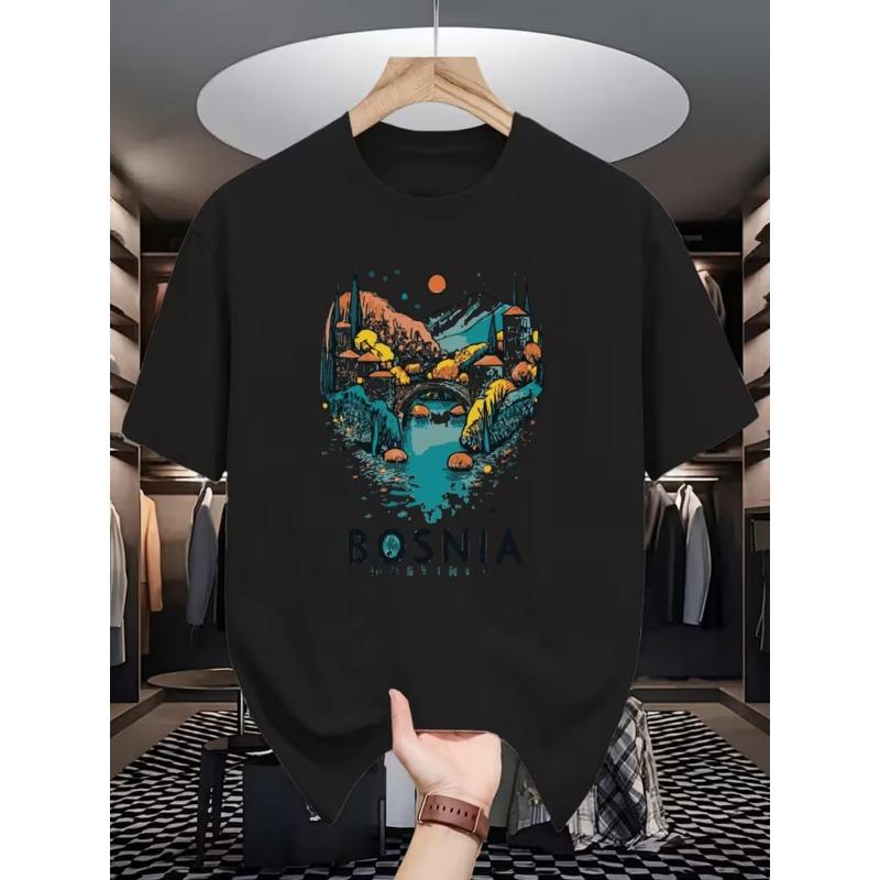 Men s Bosnia Landscape Graphic T-Shirt - Bosnia & Herzegovina Map Print, Vintage Hip Hop Style, Casual Crew Neck Short Sleeve Summer Travel Tee 4XL чорний
Men s Bosnia Landscape Graphic T-Shirt - Bosnia & Herzegovina Map Print, Vintage Hip Hop Style, Casual Crew Neck Short Sleeve Summer Travel Tee 4XL чорний
