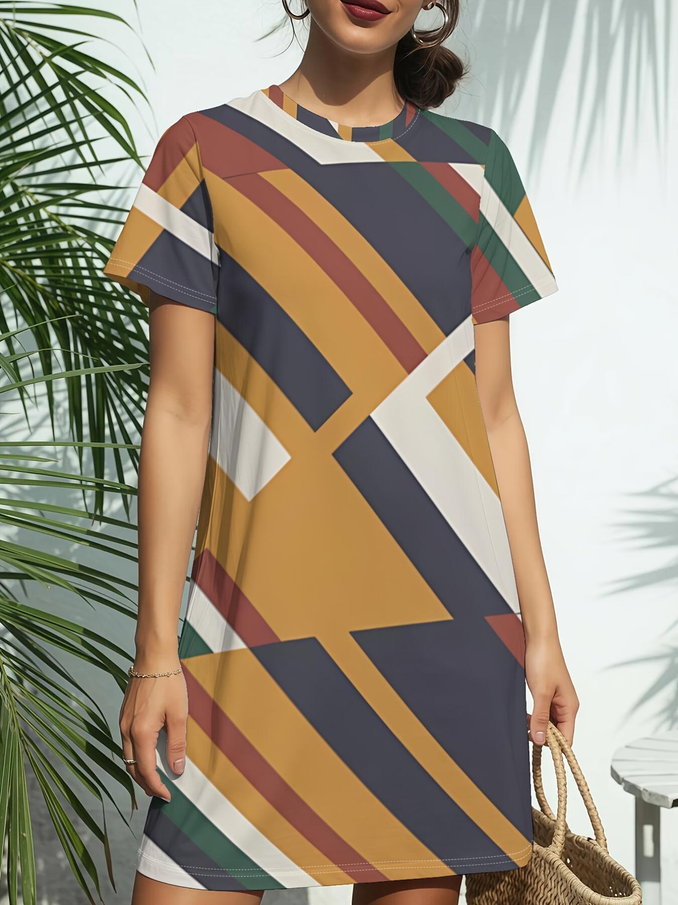 Women s Short Sleeve T-Shirt Dress with Vertical Stripe Print - Crew Neck Casual Summer Dress. Blouse-Compatible for Direct Integration (branding to B 3XL дубильна кора
Women s Short Sleeve T-Shirt Dress with Vertical Stripe Print - Crew Neck Casual Summer Dress. Blouse-Compatible for Direct Integration (branding to B 3XL дубильна кора
