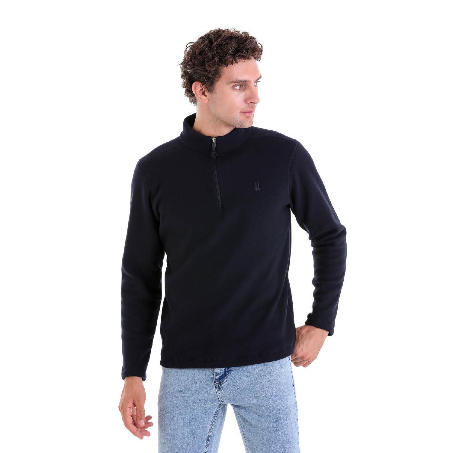 Navy Blue Regular Fit Plain Half Zipper Bato Collar Fleece Sweatshirt S бездна
Navy Blue Regular Fit Plain Half Zipper Bato Collar Fleece Sweatshirt S бездна