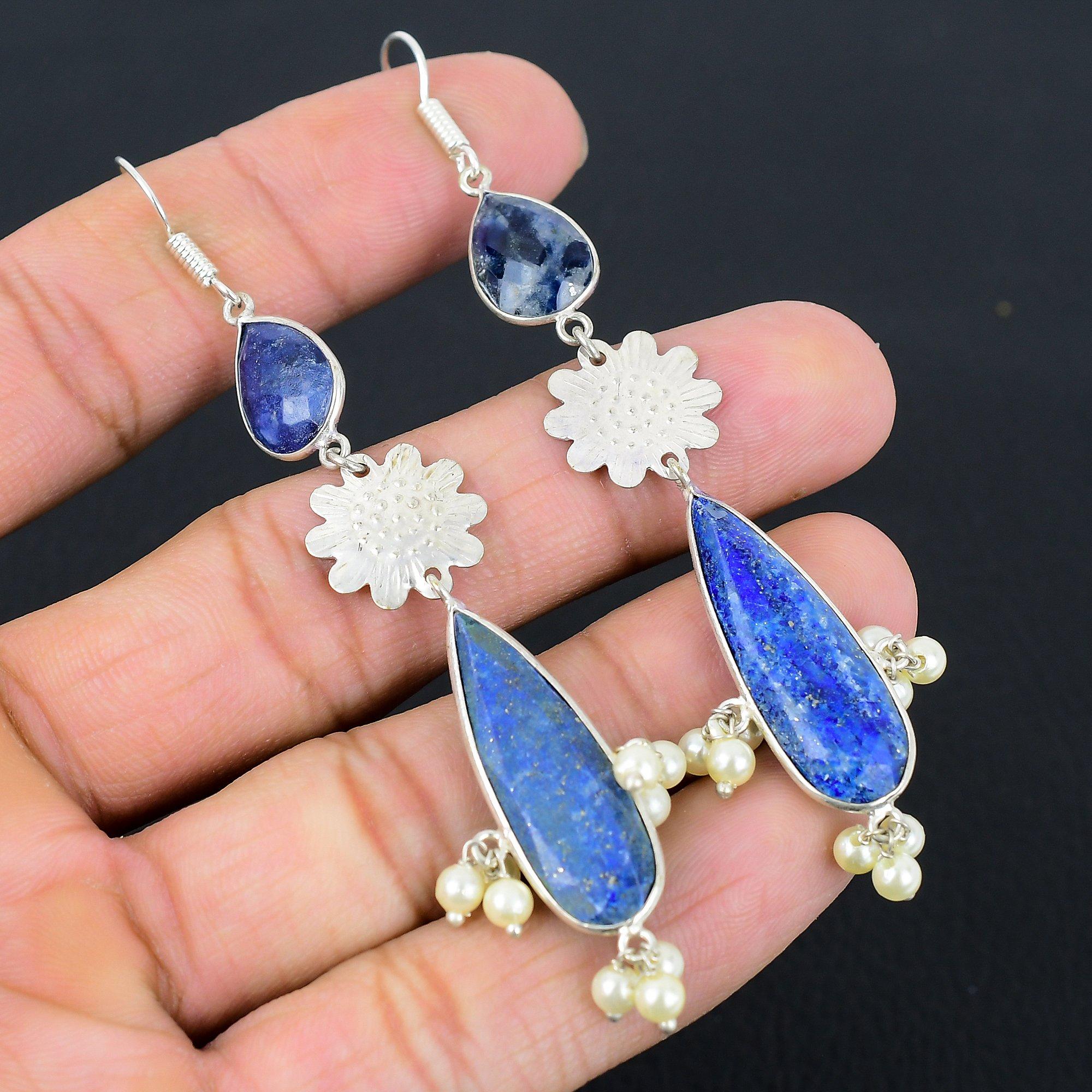 925 Sterling Silver Natural Lapis Lazuli Hook Drop Anniversary Earrings Jewelry
925 Sterling Silver Natural Lapis Lazuli Hook Drop Anniversary Earrings Jewelry