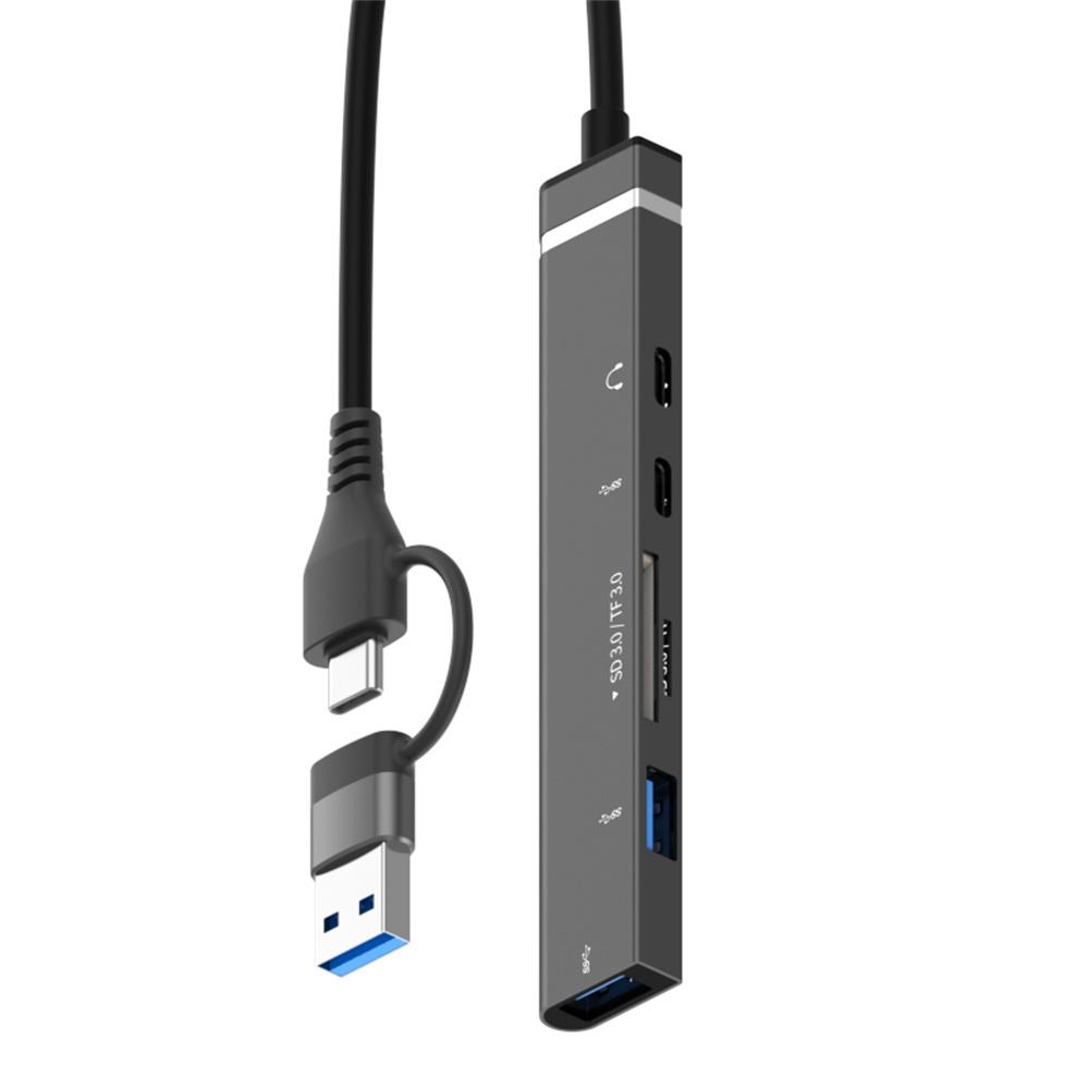 USB+Type-C 6-in-1 Hub Smartphones Tablets Computers Multi-Port Adapter OTG Card Reader Silver
USB+Type-C 6-in-1 Hub Smartphones Tablets Computers Multi-Port Adapter OTG Card Reader Silver