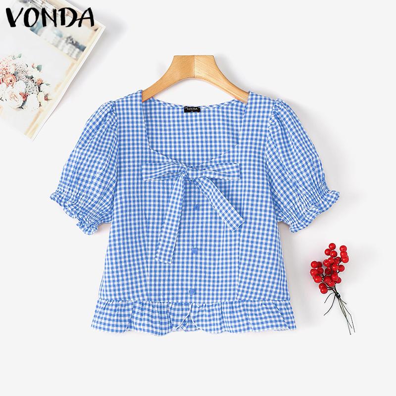VONDA Женские летние футболки с квадратным вырезом, короткими рукавами-буфами, бантом и клетчатым принтом 2XL светло-синий
VONDA Женские летние футболки с квадратным вырезом, короткими рукавами-буфами, бантом и клетчатым принтом 2XL светло-синий