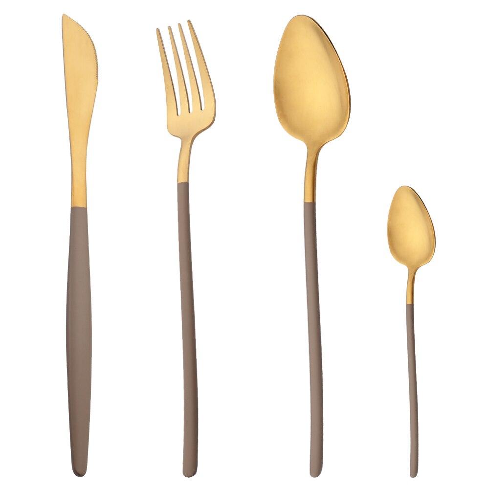 Набор столовых приборов из матового золота, набор столовых приборов из нержавеющей стали 304, серое золото, нож, вилка, ложка, чайная ложка, набор посуды золотой/коричневый
Набор столовых приборов из матового золота, набор столовых приборов из нержавеющей стали 304, серое золото, нож, вилка, ложка, чайная ложка, набор посуды золотой/коричневый