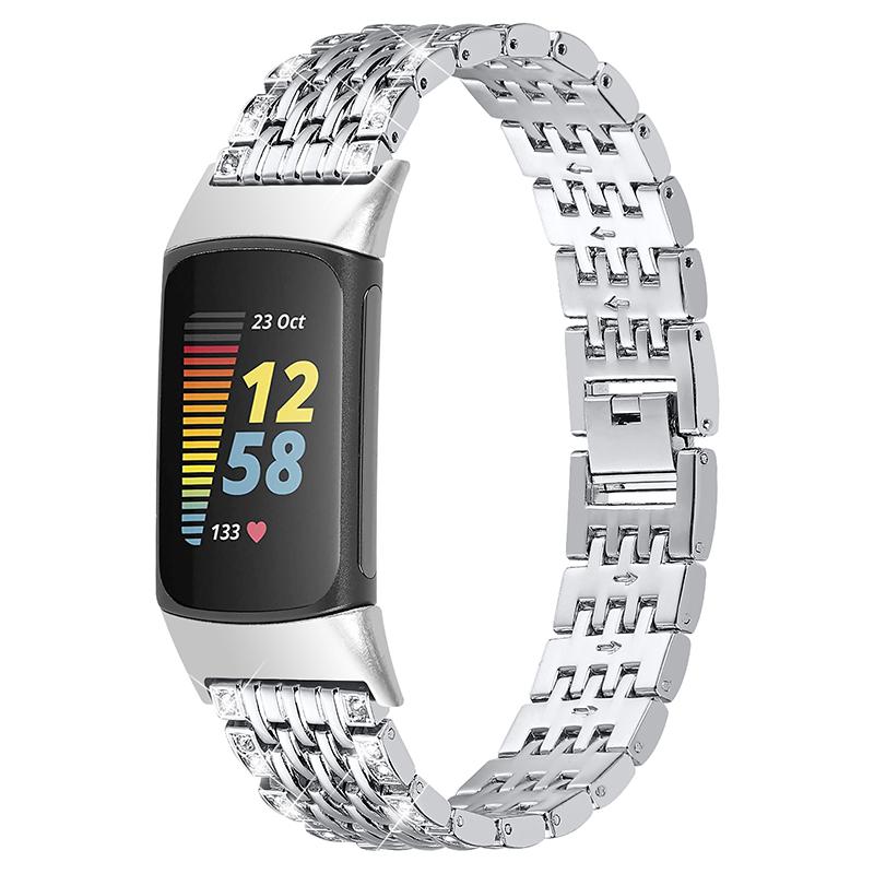 Stylish 2 Rows Rhinestones Decor Replacement Metal Watchband Wrist Strap for Fitbit Charge 6/5 Silver
Stylish 2 Rows Rhinestones Decor Replacement Metal Watchband Wrist Strap for Fitbit Charge 6/5 Silver