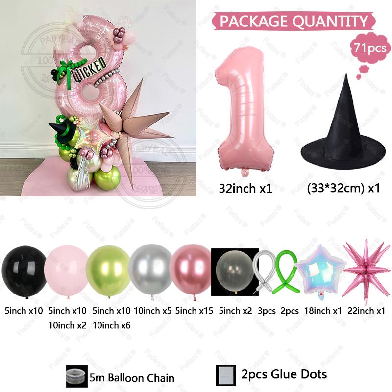 71pcs Wicked Themd Birthday Party Decoration Magic Witch Balloon 32inch Pink Number Balloon Boy Girl Birthday Baby Shower As The Picture
71pcs Wicked Themd Birthday Party Decoration Magic Witch Balloon 32inch Pink Number Balloon Boy Girl Birthday Baby Shower As The Picture