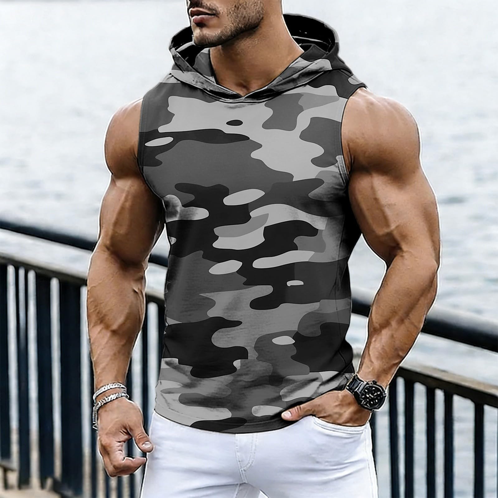 Men s Casual Fashion Printed Sleeveless Hooded Tops | Lightweight Summer Hooded Tank Tops L чёрный
Men s Casual Fashion Printed Sleeveless Hooded Tops | Lightweight Summer Hooded Tank Tops L чёрный