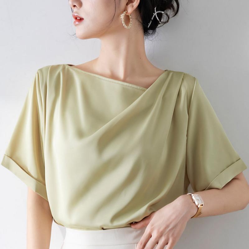 GMXIA Женская футболка с коротким рукавом и круглым вырезом, шифоновая блузка с драпировкой и одним лацканом XL зелёный
GMXIA Женская футболка с коротким рукавом и круглым вырезом, шифоновая блузка с драпировкой и одним лацканом XL зелёный