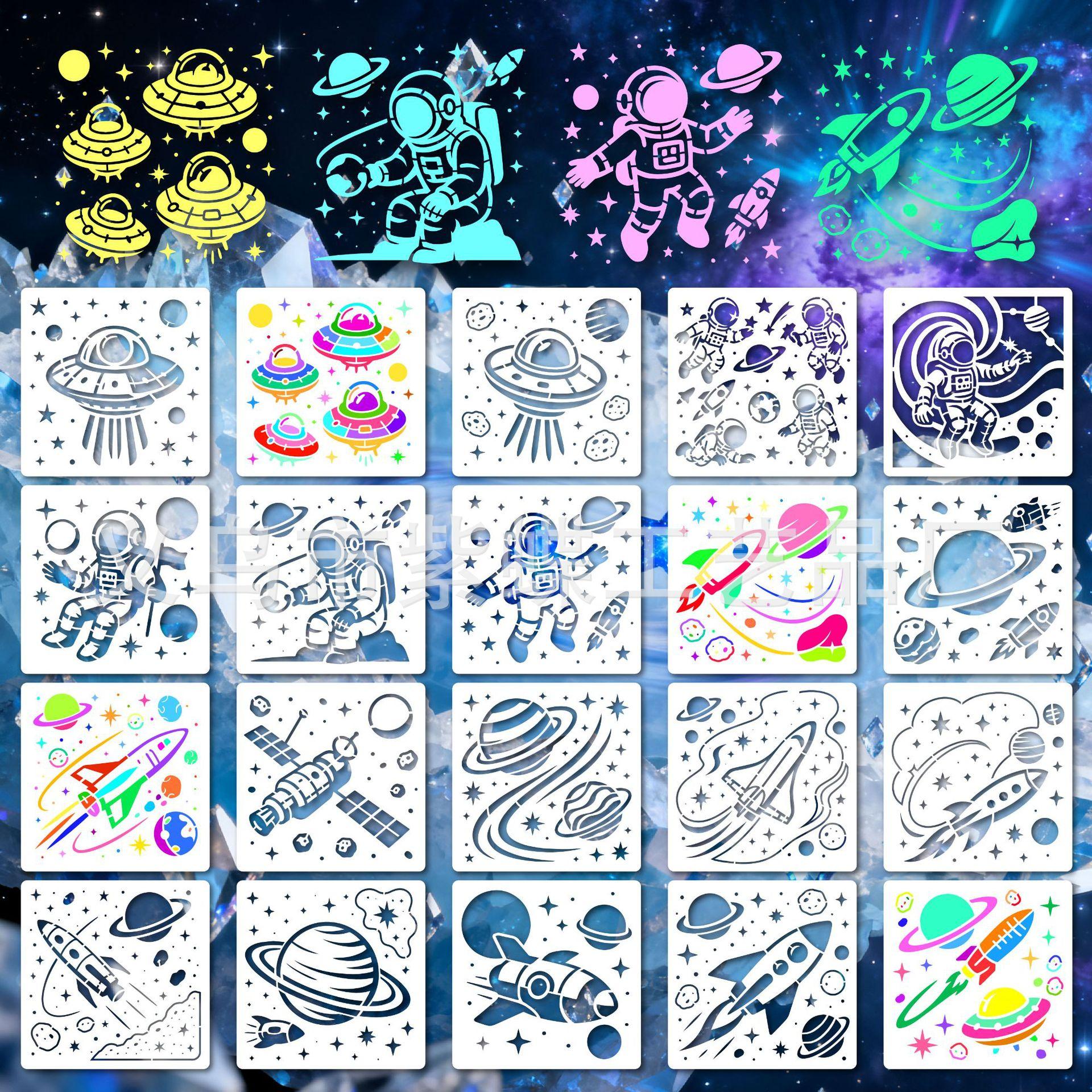 20pcs Astronaut Stencil Set PET Plastic Rocket Planet Drawing Templates for DIY Sketching Doodling
20pcs Astronaut Stencil Set PET Plastic Rocket Planet Drawing Templates for DIY Sketching Doodling