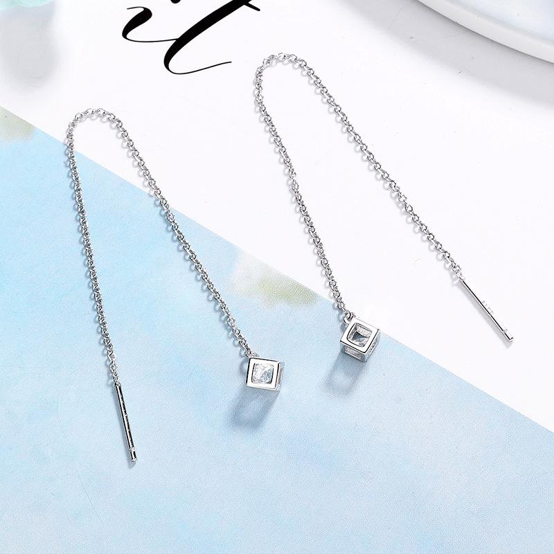Серьги-кубоиды из стерлингового серебра S925, серьги-кисточки с цепочкой в форме коробки, японские и корейские темпераментные модные женские серьги 
Серьги-кубоиды из стерлингового серебра S925, серьги-кисточки с цепочкой в форме коробки, японские и корейские темпераментные модные женские серьги