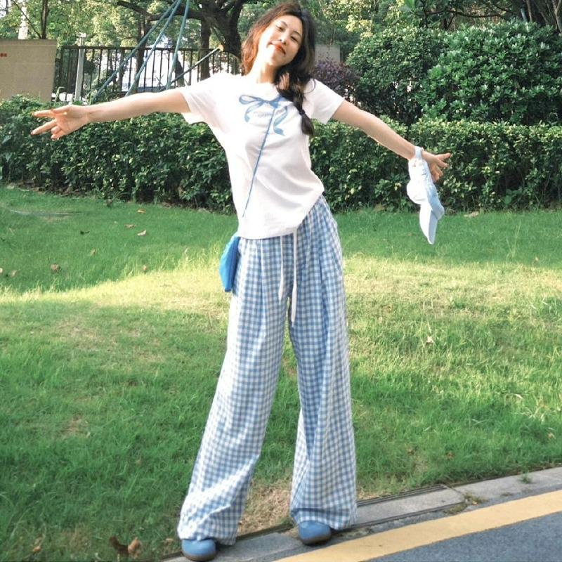 Petite Women s Blue Plaid High Waist Elastic Summer Pants - Yamamoto Drape Casual Straight Wide Leg L (Weight 106-115 lbs)
Petite Women s Blue Plaid High Waist Elastic Summer Pants - Yamamoto Drape Casual Straight Wide Leg L (Weight 106-115 lbs)
