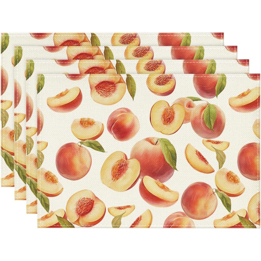 4/6pcs Peach Fruit Summer Placemats, Seasonal Spring Holiday Table Mats for Party Kitchen Dining Decoration12x18 Inch 30x45cm-4PC
4/6pcs Peach Fruit Summer Placemats, Seasonal Spring Holiday Table Mats for Party Kitchen Dining Decoration12x18 Inch 30x45cm-4PC