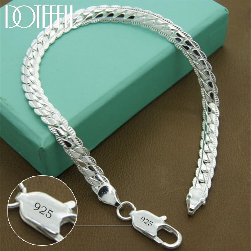 DOTEFFIL 925 Silver Bracelet 6mm 18/19/20cm Flat Side Chain Lobster Clasp For Woman Man Wedding Engagement Jewelry 20cm
DOTEFFIL 925 Silver Bracelet 6mm 18/19/20cm Flat Side Chain Lobster Clasp For Woman Man Wedding Engagement Jewelry 20cm