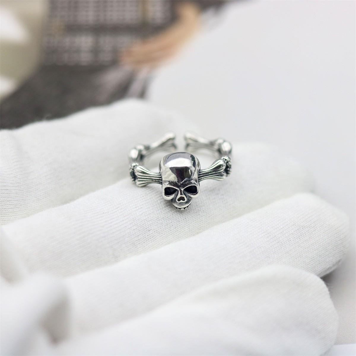 Oxidized Thai Silver Skull Open Ring - Women s Unique Versatile Design 
Oxidized Thai Silver Skull Open Ring - Women s Unique Versatile Design