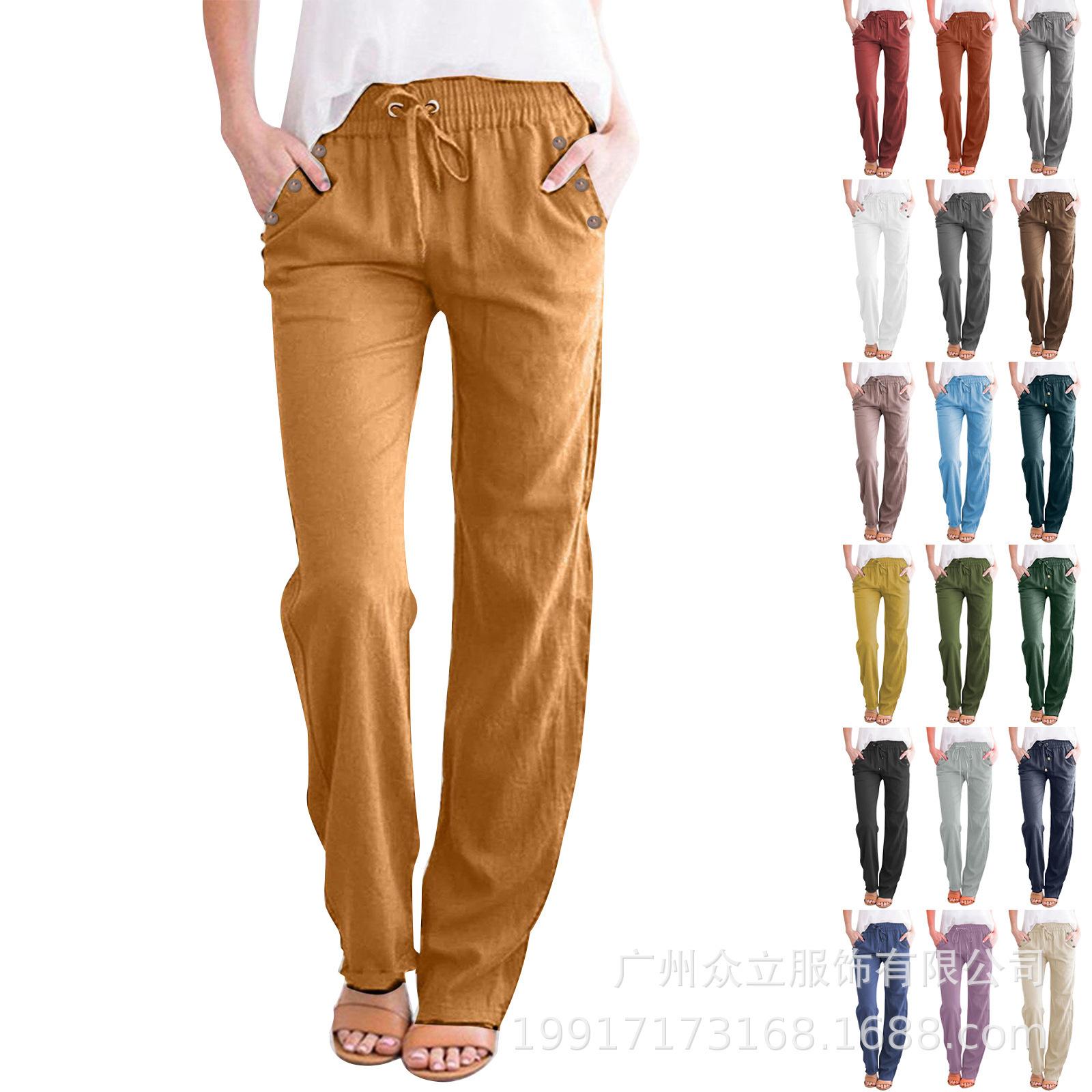 Spring And Summer New Product Solid Color Cotton And Linen Loose Drawstring Button Casual Wide Leg Pants For Women S
Spring And Summer New Product Solid Color Cotton And Linen Loose Drawstring Button Casual Wide Leg Pants For Women S