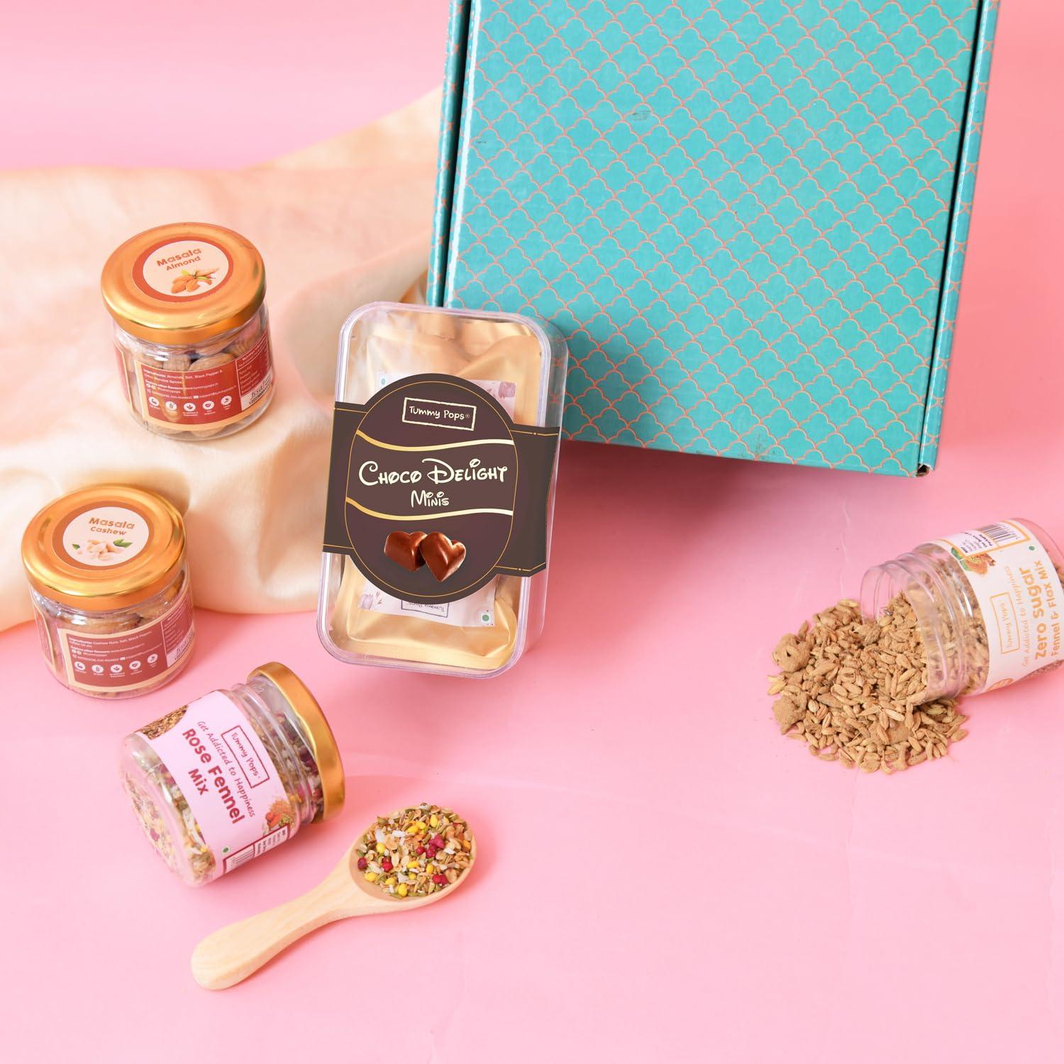 Tummy Pops Bond Bites Premium Gift Hamper | Chocolate & Oats Cookies, Almonds, Cashews, Rose Fennel & Zero Sugar Saunf | Healthy Snacks & Mukhwas
Tummy Pops Bond Bites Premium Gift Hamper | Chocolate & Oats Cookies, Almonds, Cashews, Rose Fennel & Zero Sugar Saunf | Healthy Snacks & Mukhwas