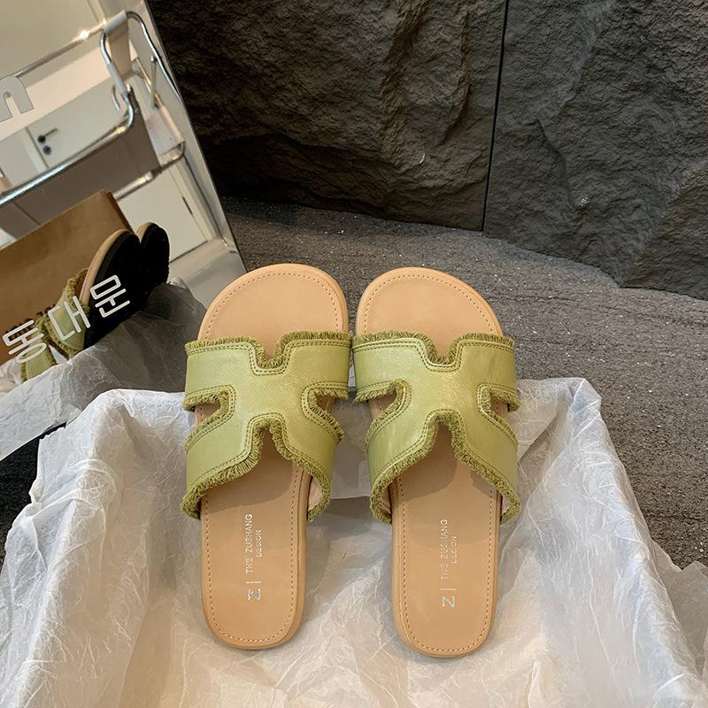 Fairy wind one-word slippers female summer wear summer new Korean version soft-soled flats beach shoes sandals female 40 зелений
Fairy wind one-word slippers female summer wear summer new Korean version soft-soled flats beach shoes sandals female 40 зелений