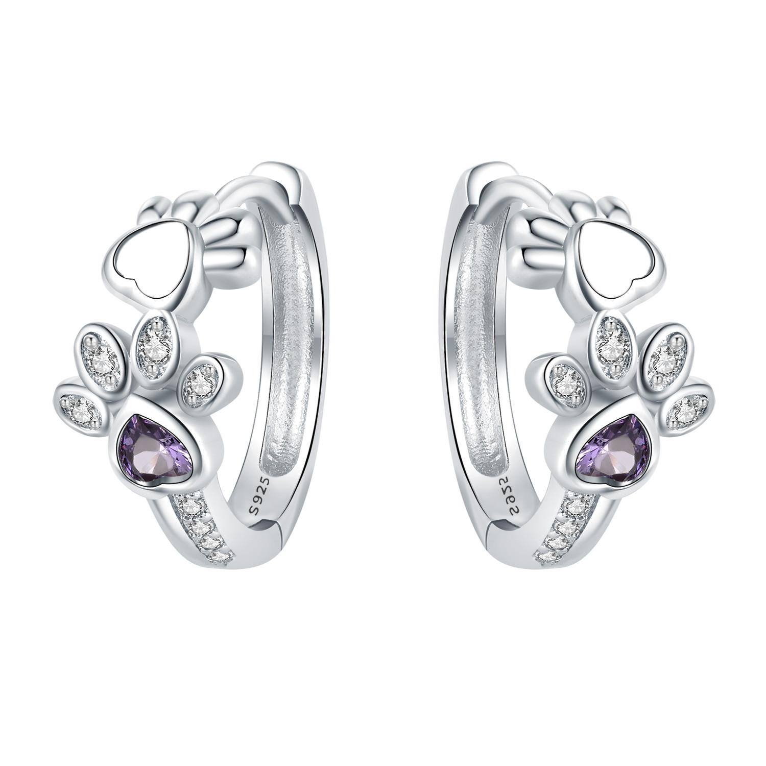 S925 Sterling Silver Purple Zircon Pet Paw Print Earrings Hoop Earrings Women Jewelry Original Trendy Anniversary Gifts
S925 Sterling Silver Purple Zircon Pet Paw Print Earrings Hoop Earrings Women Jewelry Original Trendy Anniversary Gifts