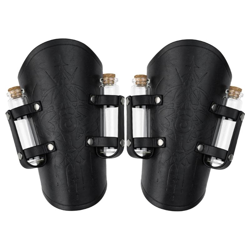 Medieval Embossed Alchemies Arm Bracers with 4 Cork Vials,Fantasy Faux Leather Arm Guards Archer Gauntlets Gift чорний
Medieval Embossed Alchemies Arm Bracers with 4 Cork Vials,Fantasy Faux Leather Arm Guards Archer Gauntlets Gift чорний