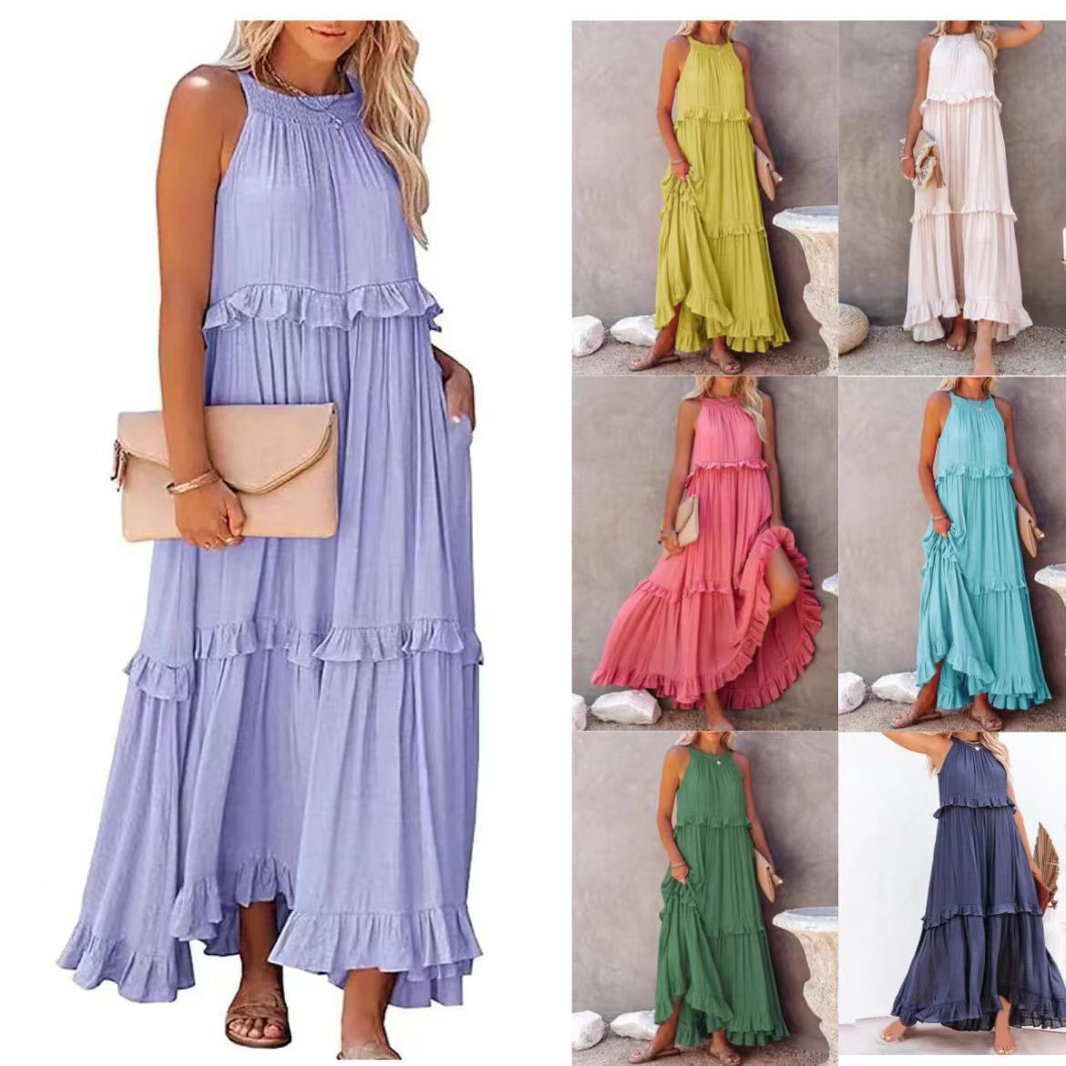 Women s Floral Sleeveless Tiered Maxi Dress with Ruffled Hem in Multiple Colors S
Women s Floral Sleeveless Tiered Maxi Dress with Ruffled Hem in Multiple Colors S