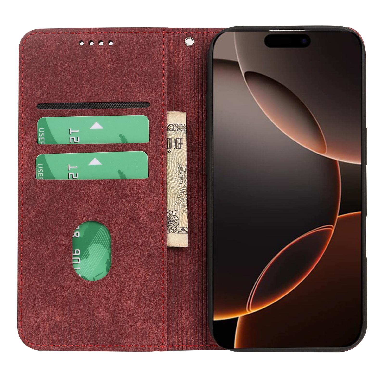 For iPhone 16 Pro Case Strong Magnetic Leather Wallet Phone Cover with Striped Texture Red
For iPhone 16 Pro Case Strong Magnetic Leather Wallet Phone Cover with Striped Texture Red