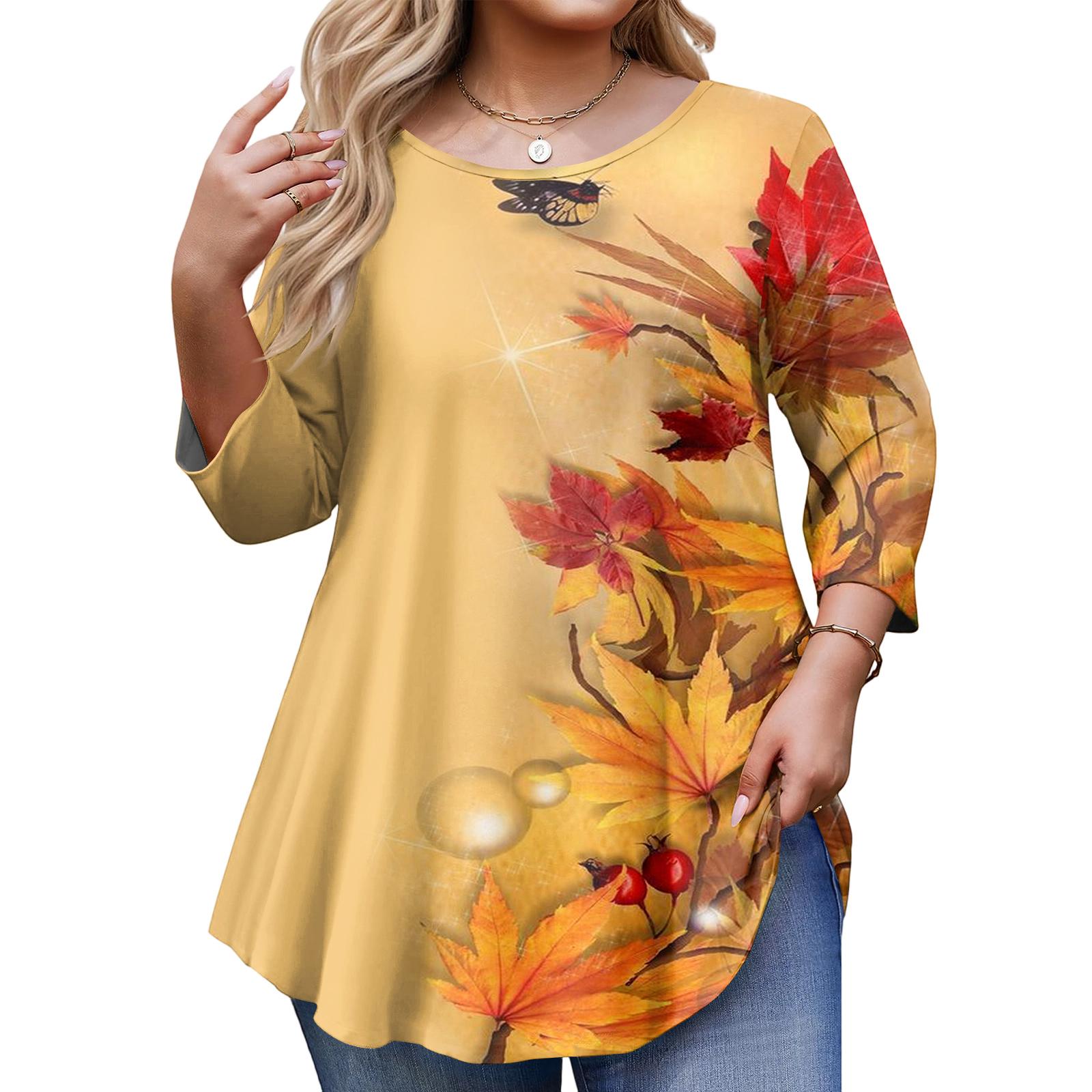 Ladies Floral Print Plus Size 3/4 Sleeve Round Hem Round Neck Fashion Top XL жовтий
Ladies Floral Print Plus Size 3/4 Sleeve Round Hem Round Neck Fashion Top XL жовтий
