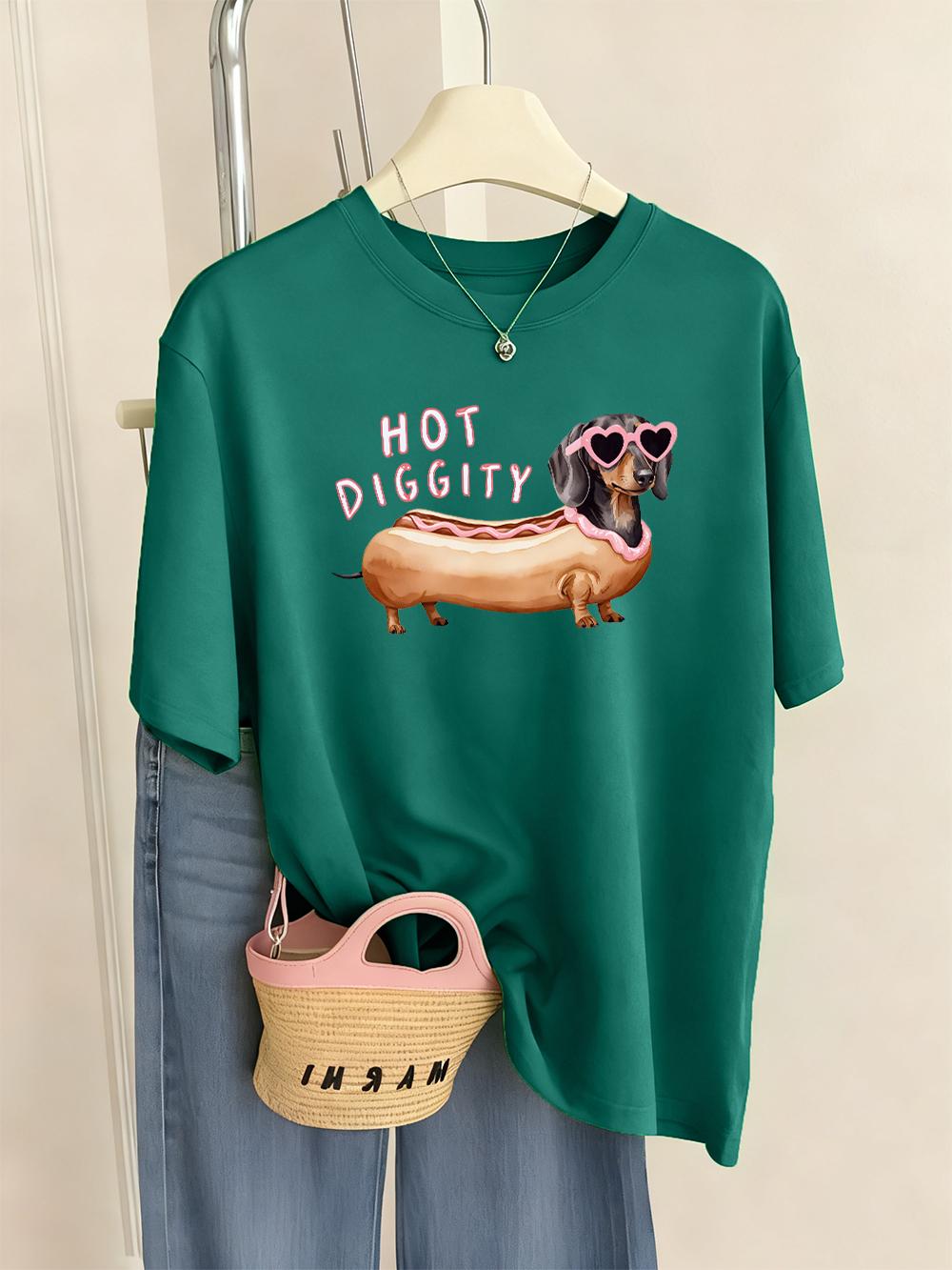 Hot Diggity Dachshund Dog Prints TShirt Womens Summer Soft T Shirts Loose ONeck Short Sleeve Tops Casual Comfortable Clothes 4XL
Hot Diggity Dachshund Dog Prints TShirt Womens Summer Soft T Shirts Loose ONeck Short Sleeve Tops Casual Comfortable Clothes 4XL